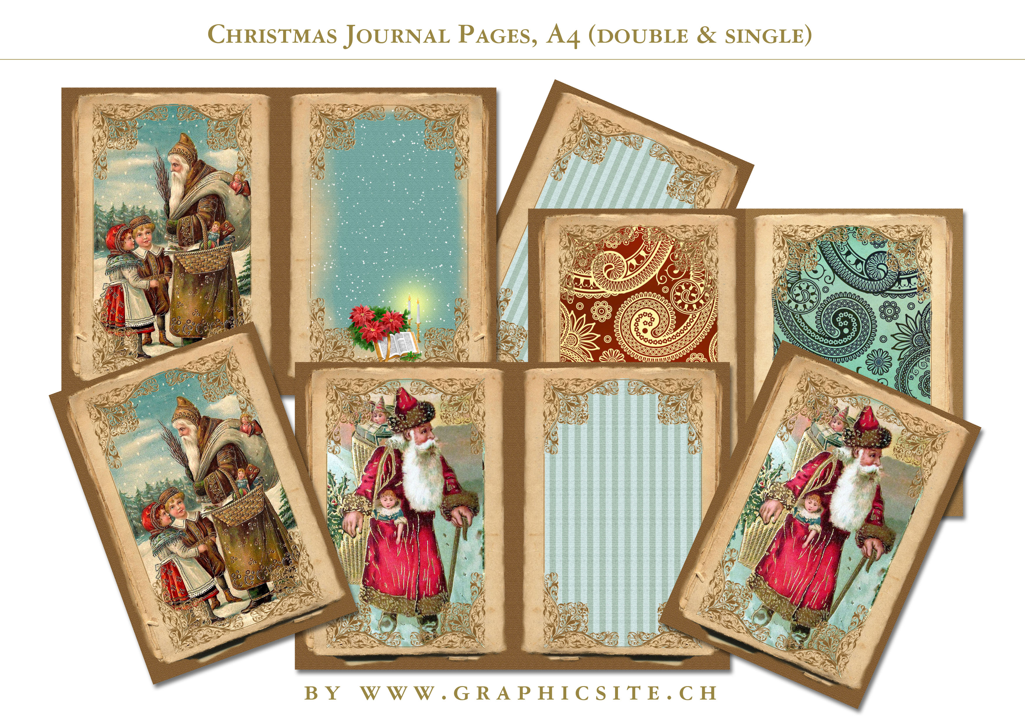 Journal Seiten, basteln, Weihnachten, druckbare Bilder, download, Nikolaus, Karten,