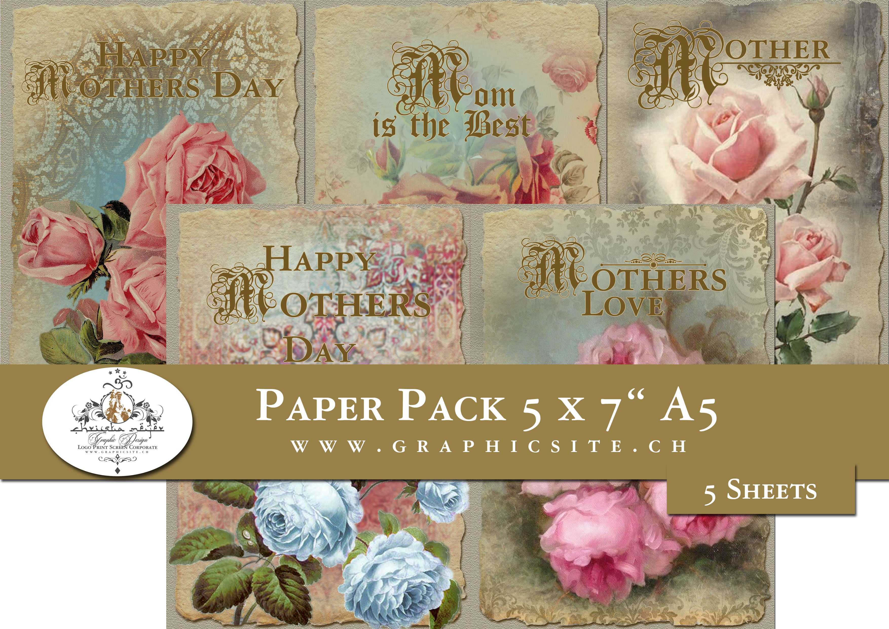 Printable Digital Sheets, Paper, Backgrounds, A5, Cardmaking, journal, scrapbook, MothersDay, Mother,