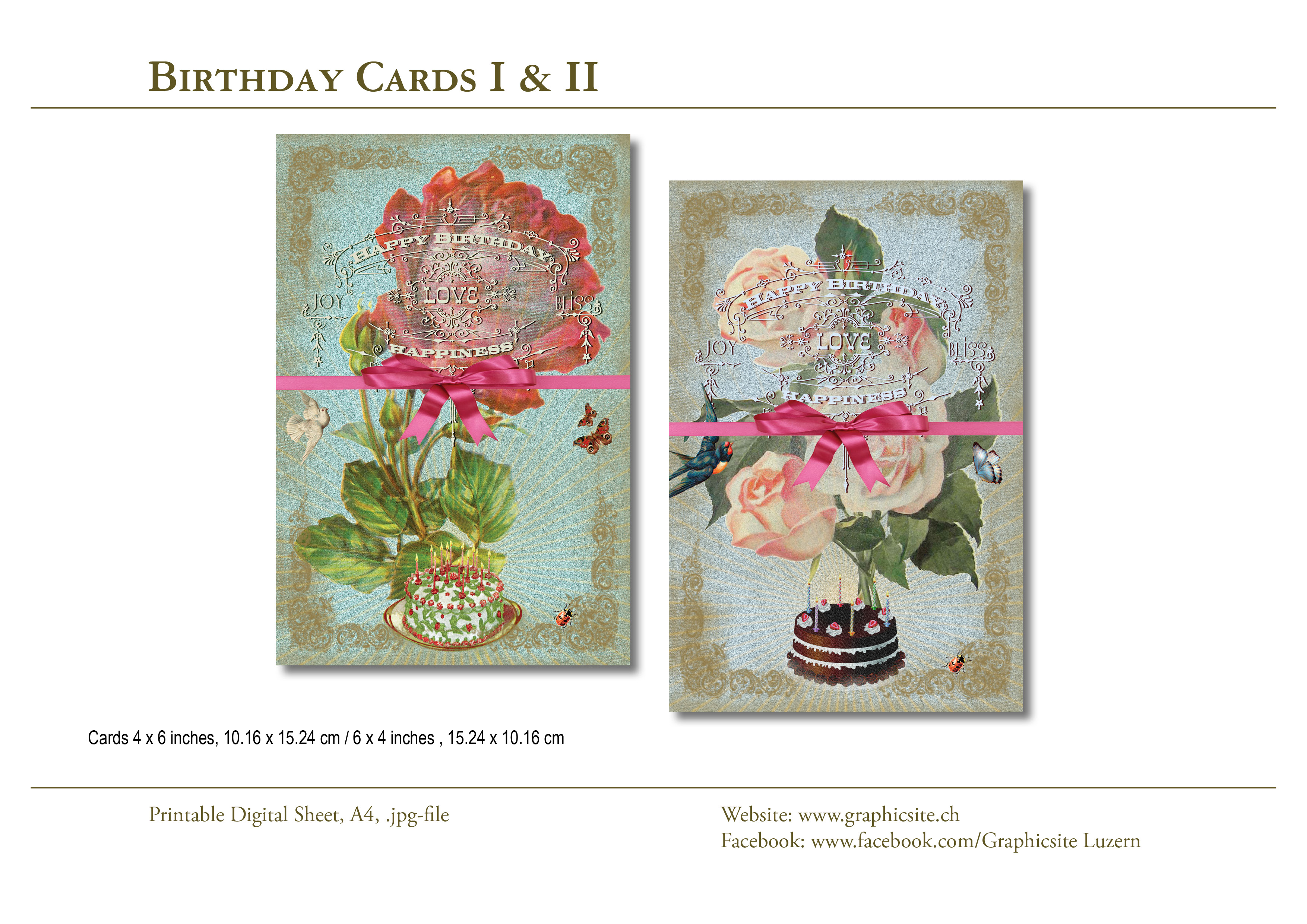Printable Digital Sheets - 6 x 4 images - Birthday 1 & 2