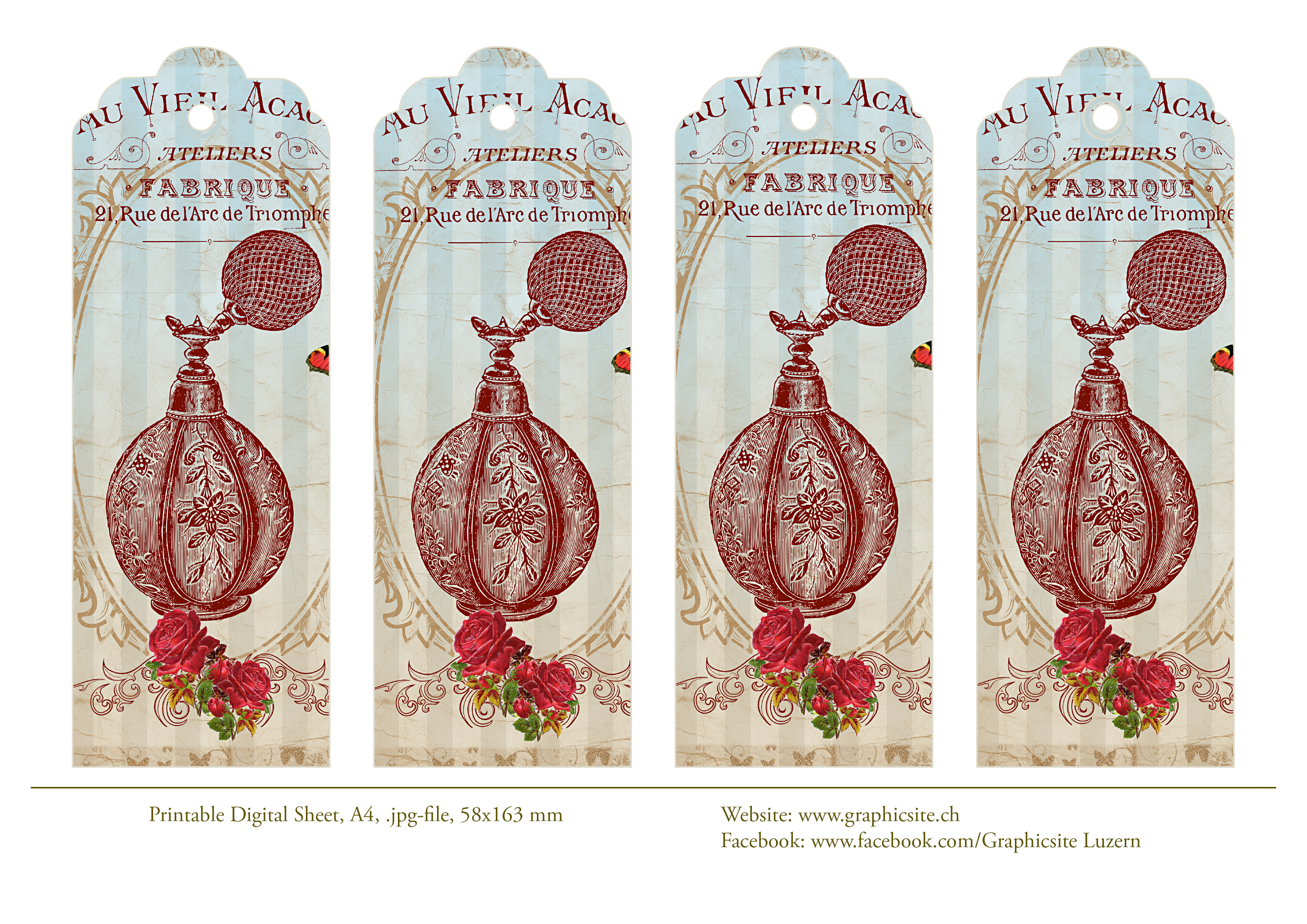 Printable Digital Sheet - Bookmarks - Le Parfum III