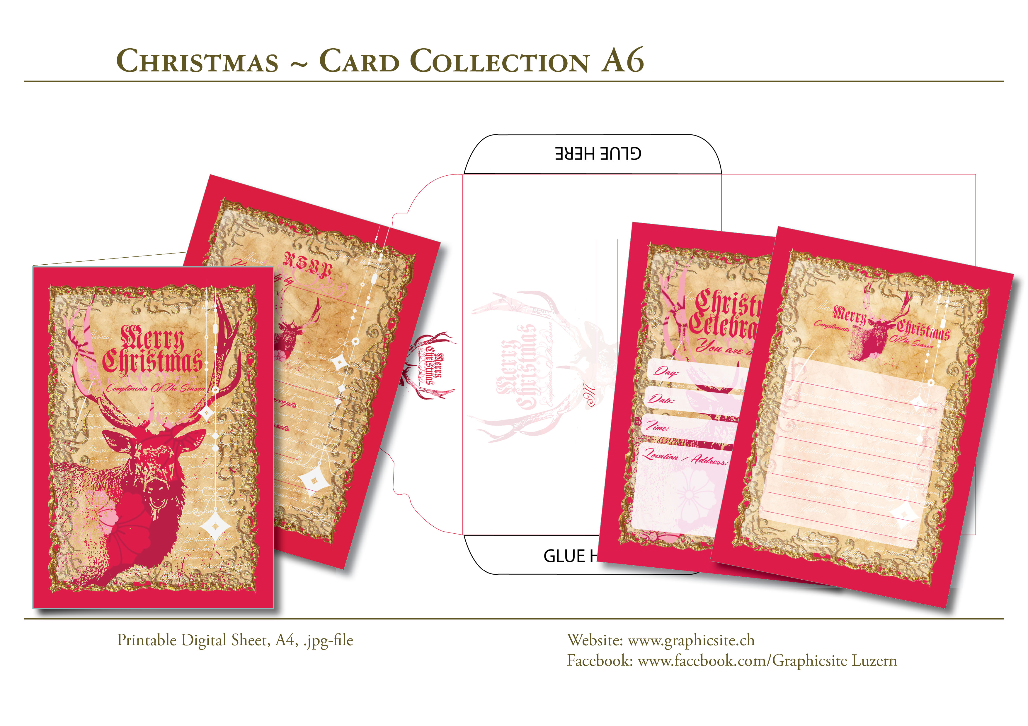 Karten selber drucken - Weihnachtskarten, Grusskarten, Elch / Karten / Kuvert - #weihnachtskarten, #karten, #selber, #drucken, #gestalten, #etiketten, #basteln, #luzern, #schweiz