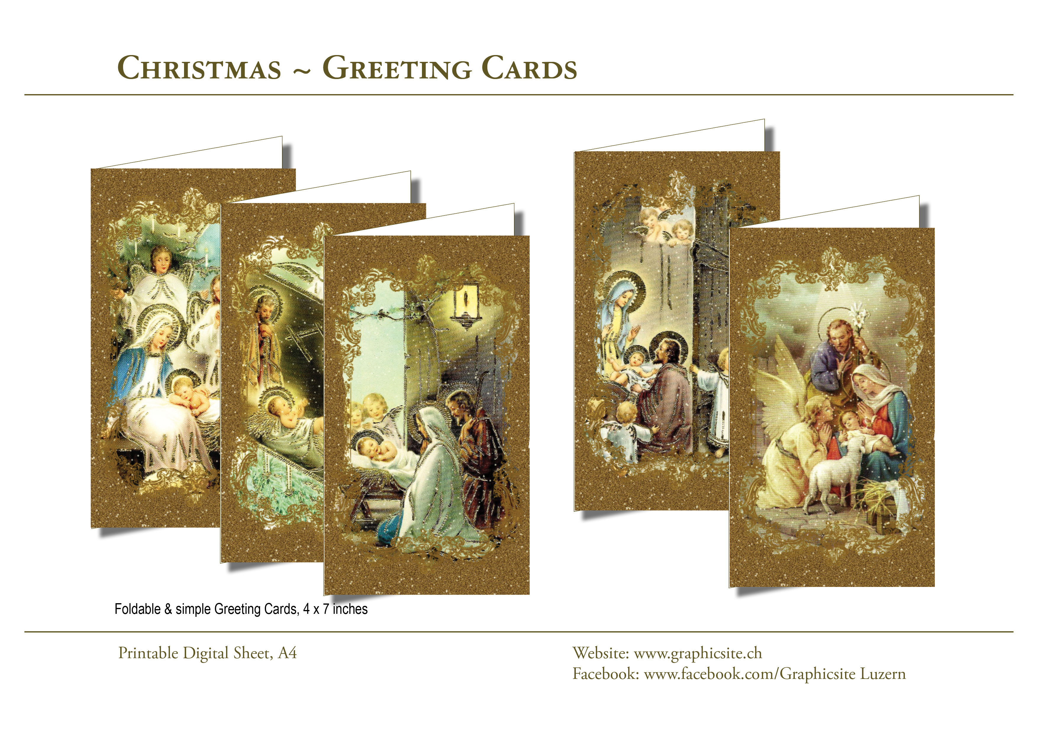 Printable Digital Sheets - Greeting Cards, Christmas Cards, Holy Family, Seasons Greetings - Envelope - Cards - Graphic Design - Luzern, Schweiz