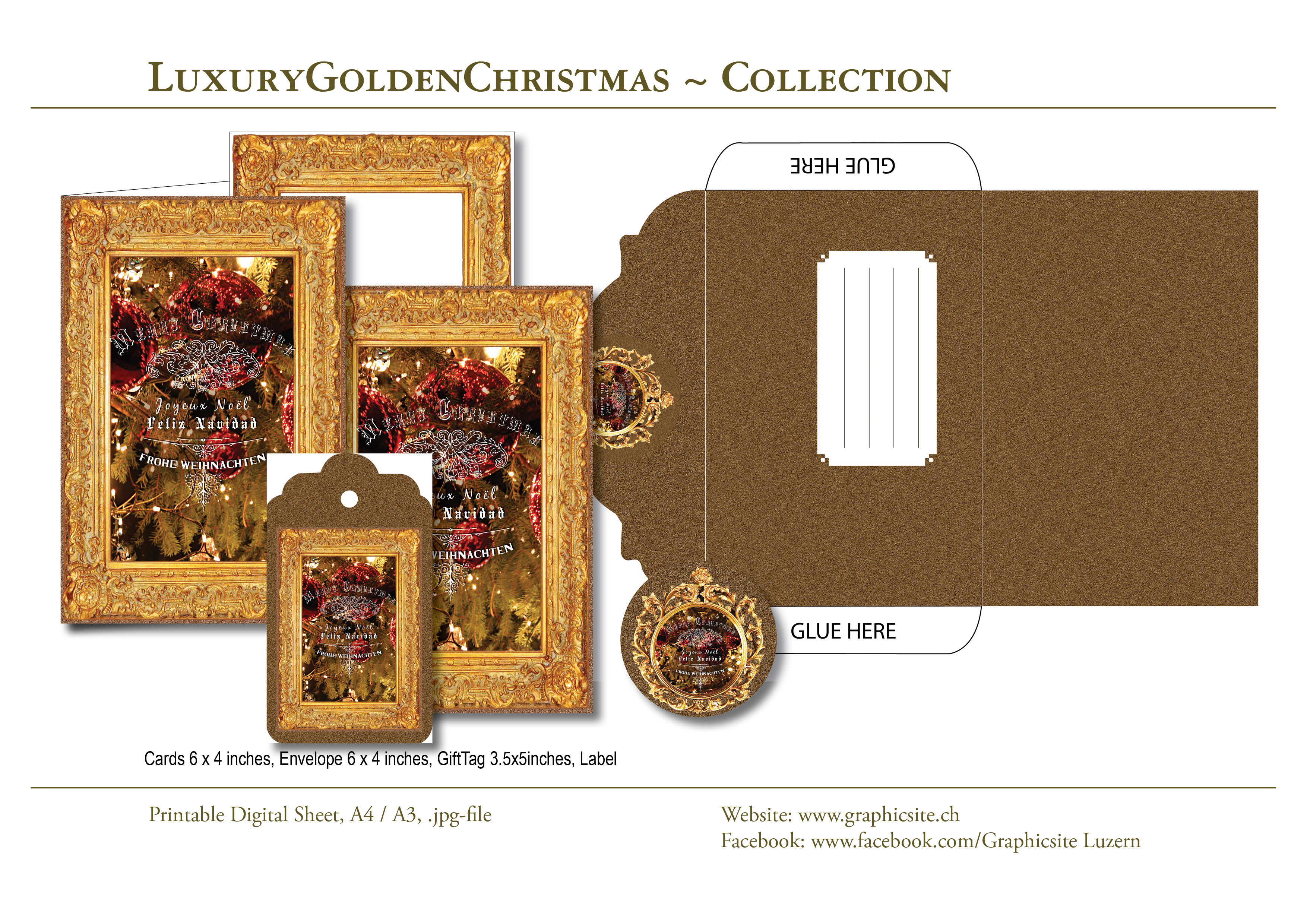 Karten selber drucken - Weihnachtskarten, Grusskarten, LuxuryGoldenChristmas - #weihnachtskarten, #karten, #selber, #drucken, #gestalten, #basteln, #luzern, #schweiz