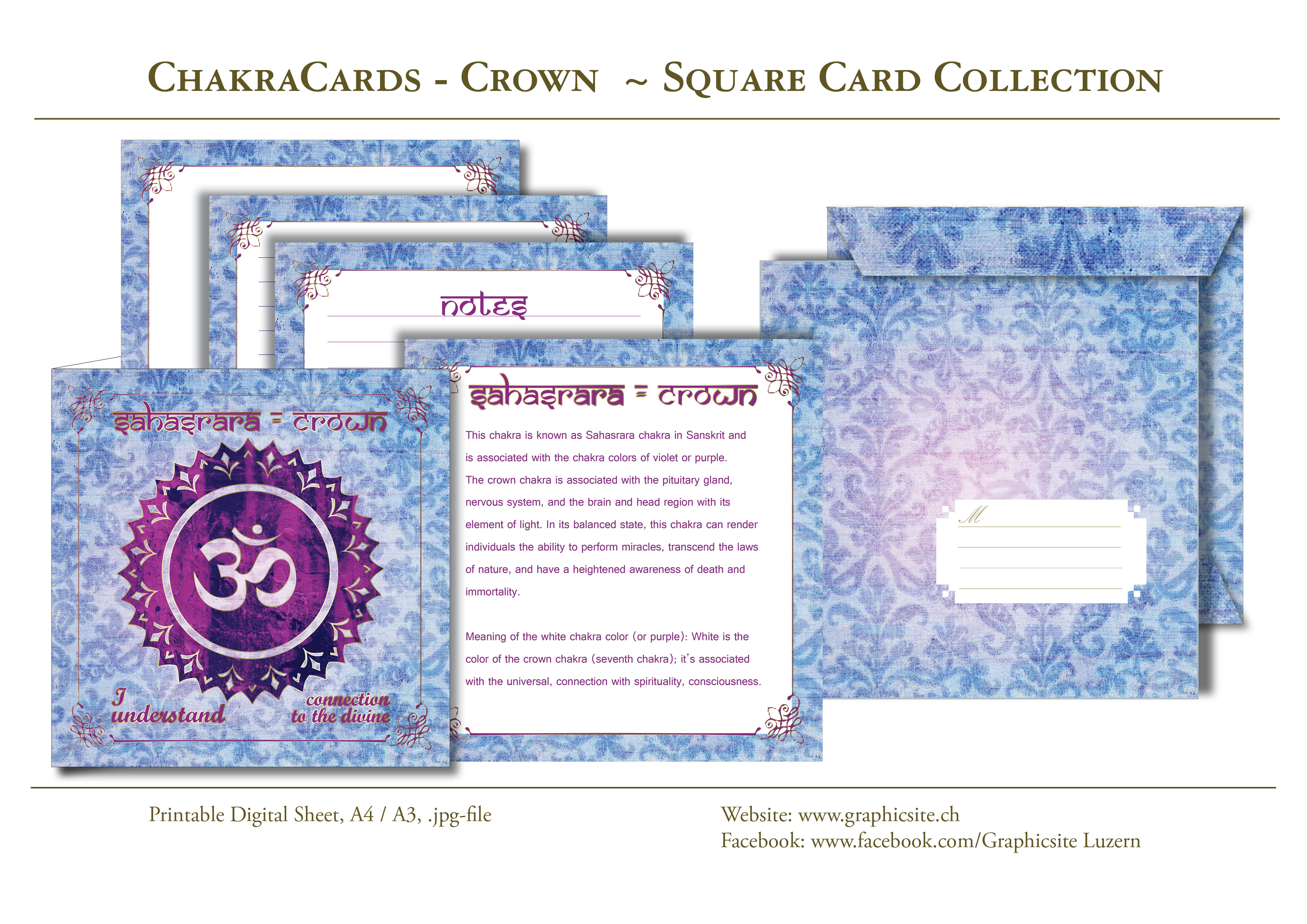 Chakra Karten, Sahasrara, Kronenchakra, Kollektion, selber drucken, online, Chakren, Energie, Spiritualität,