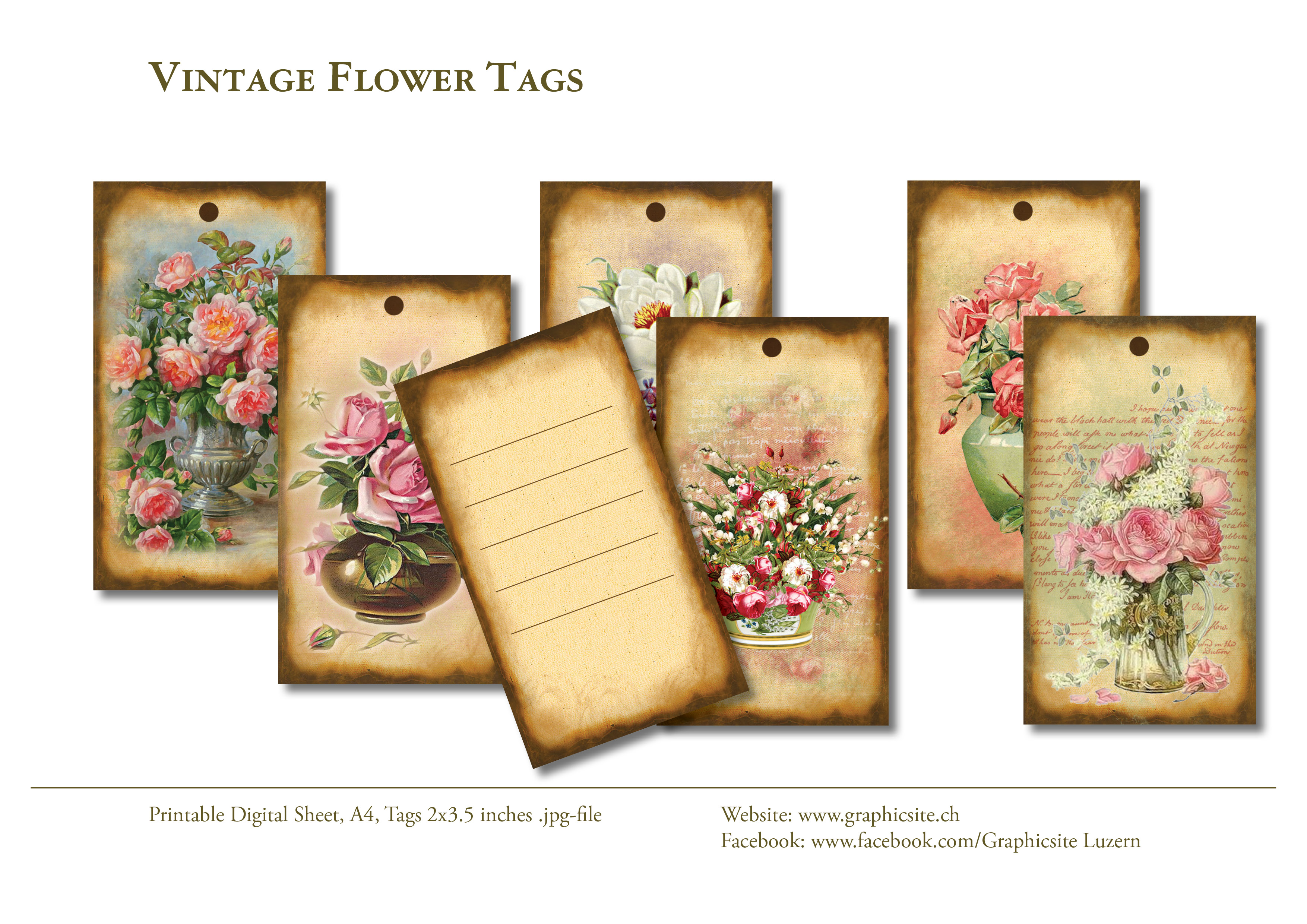 Karten selber drucken - Etiketten - Antike Blumen Etiketten - #anhaengeetiketten, #geschenketiketten, #produktetiketten