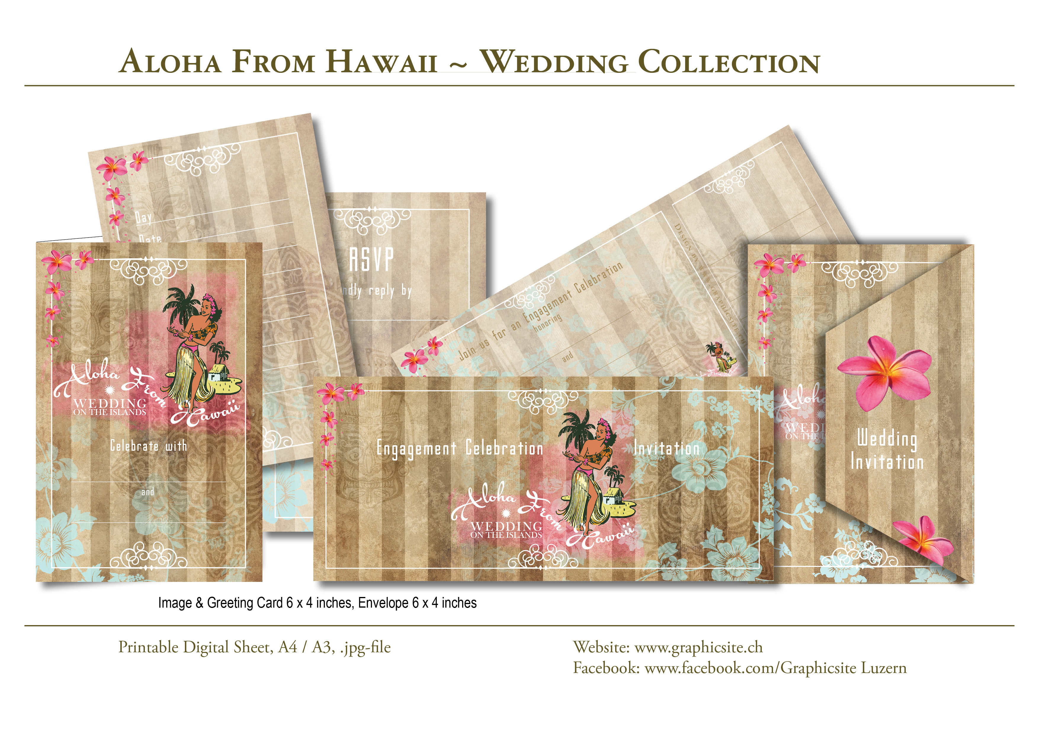 Printable Digital Sheets - Wedding Invitation Collection - AlohaFromHawaii - #wedding, #invitation, #cards, #invites, #hawaii, #polinesean, #island, #tropical, #scrapbooking,